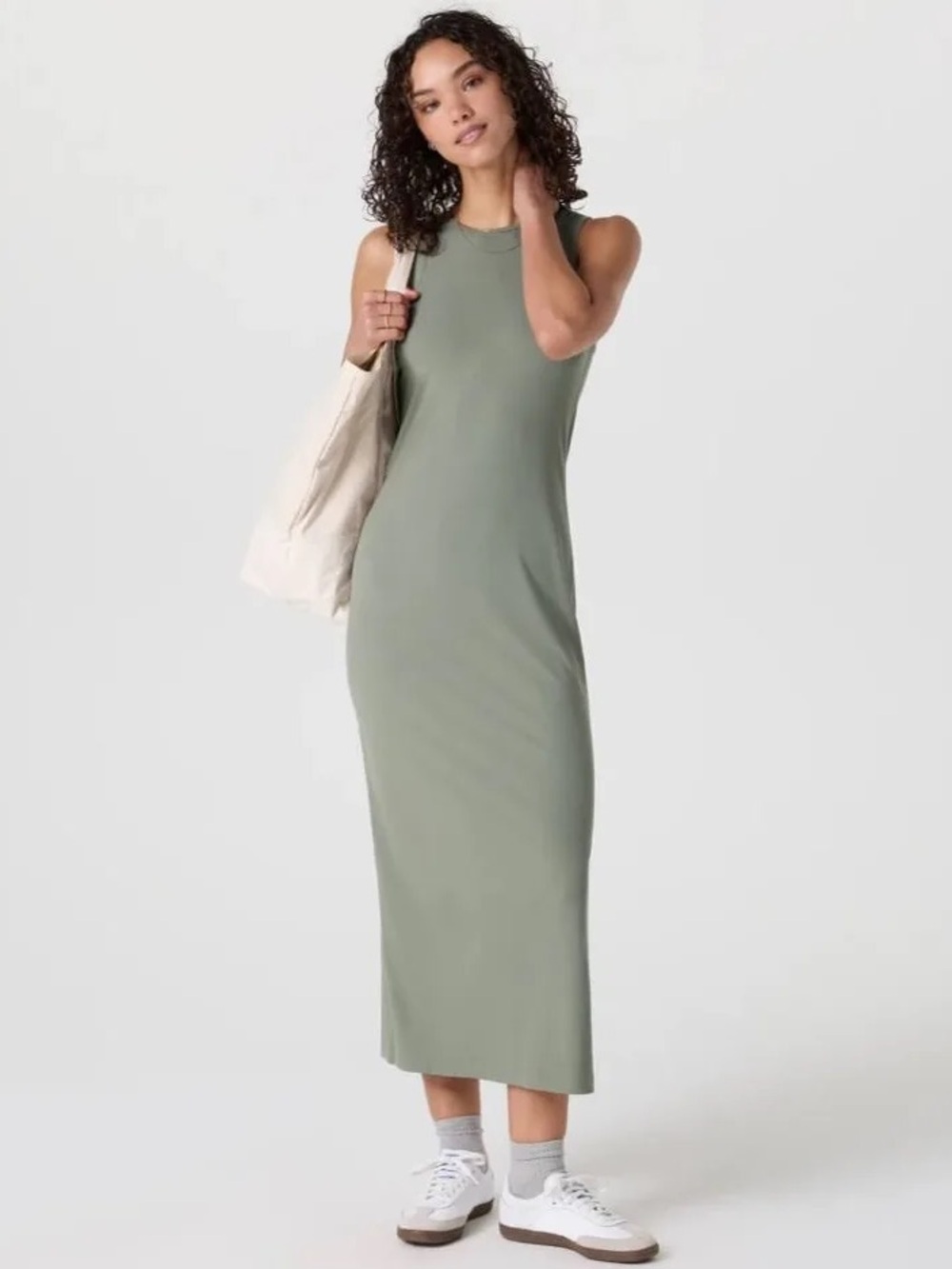 Vuori Pose Sage Green Midi Dress XS